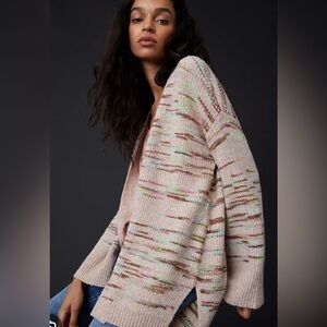 Anthropologie Leah Space-Dyed Multicolor Knit Cardigan multi color pastel EUC